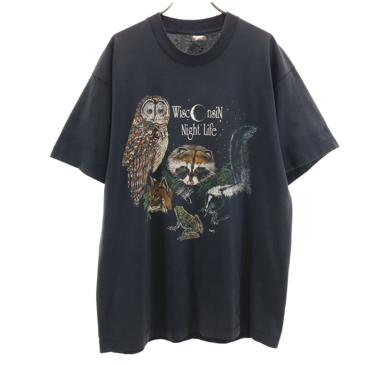 SCREEN STARS BEST スクリーンスターズベスト 90s USA製 オールド アニマル柄 半袖 Tシャツ XL ブラック系 シングルステッチ メンズ