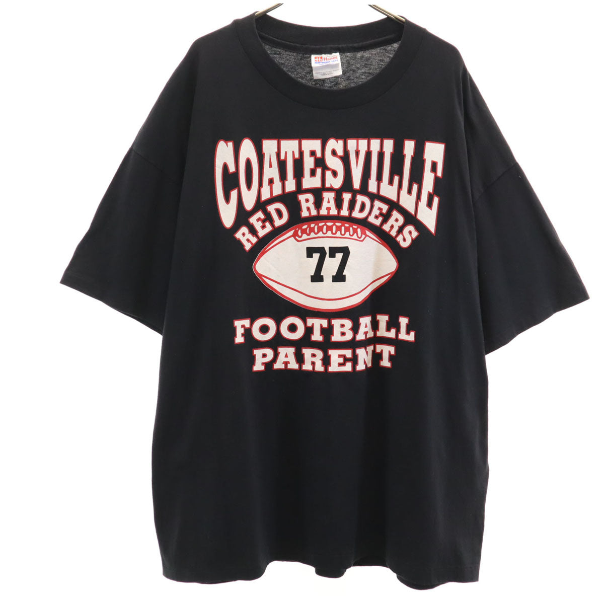 Hanes ヘインズ 90s USA製 オールド フットボール COATESVILLE RED RAIDERS 半袖 Tシャツ XXL ブラック シングルステッチ ビッグサイズ メンズ