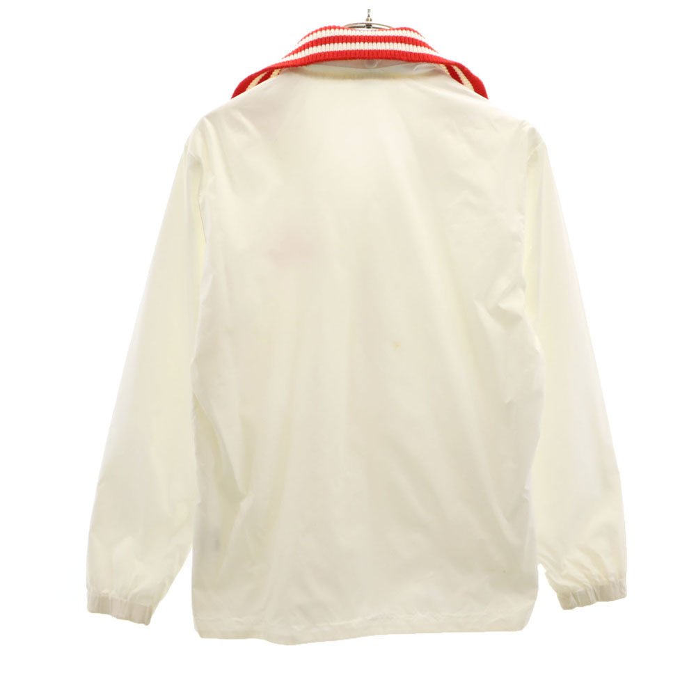 adidas アディダス 70s デサント製 ヴィンテージ トレフォイルロゴ刺繍 ナイロンジャケット M 白 メンズ