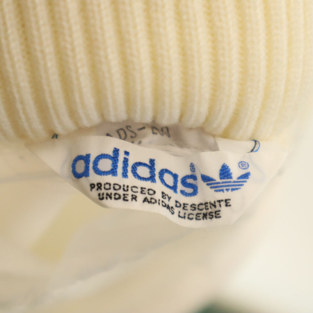 adidas アディダス 70s デサント製 ヴィンテージ トレフォイルロゴ刺繍 ナイロンジャケット M 白 メンズ