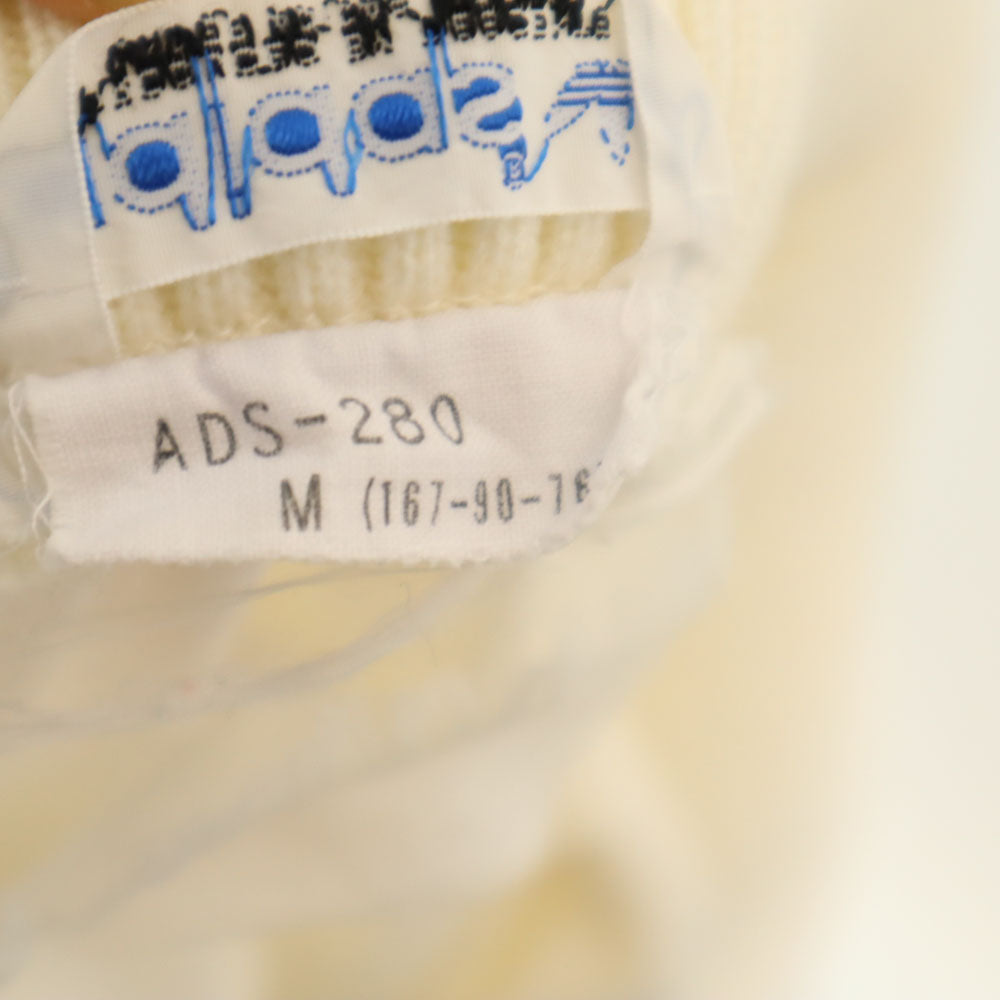 adidas アディダス 70s デサント製 ヴィンテージ トレフォイルロゴ刺繍 ナイロンジャケット M 白 メンズ