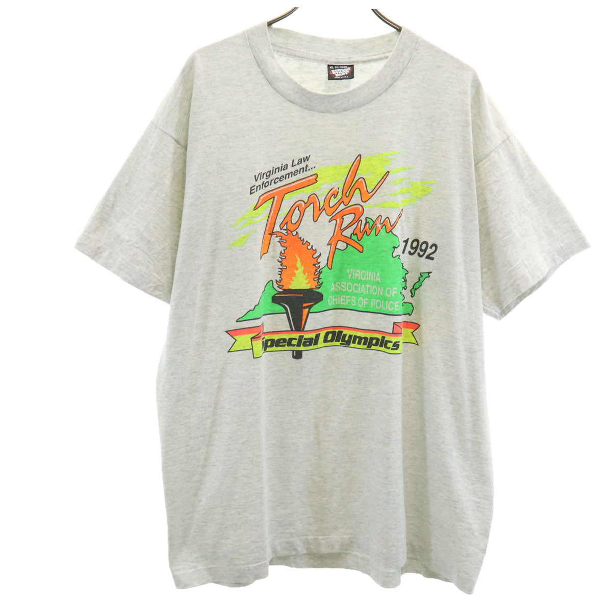 SCREEN STARS BEST スクリーンスターズベスト 90s USA製 オールド Torch Run 半袖 Tシャツ XL グレー シングルステッチ メンズ