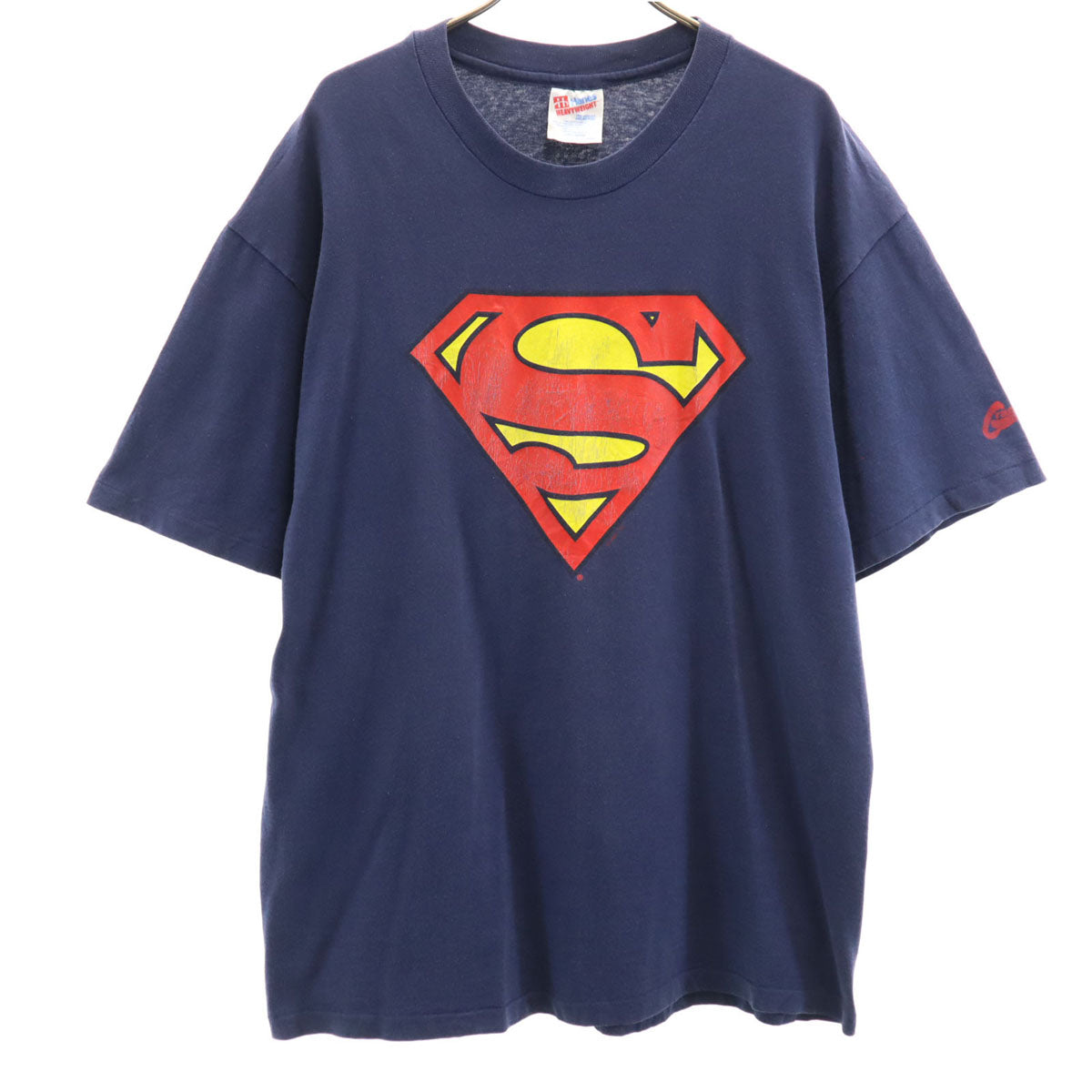 Hanes ヘインズ 90s オールド USA製 スーパーマン ロゴ 半袖 Tシャツ L ネイビー シングルステッチ メンズ