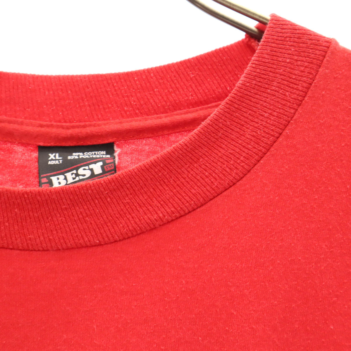 FRUIT OF THE LOOM BEST フルーツオブザルーム ベスト 90s USA製 オールド プリント 半袖 Tシャツ XL レッド シングルステッチ メンズ