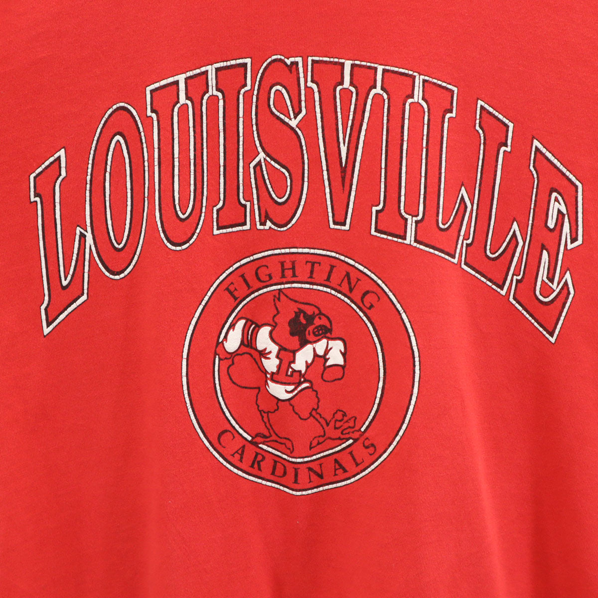 FRUIT OF THE LOOM フルーツオブザルーム 90s USA製 オールド LOUISVILLE CARDINALS 半袖 Tシャツ L レッド シングルステッチ ルイビル・カージナルス フットボール メンズ