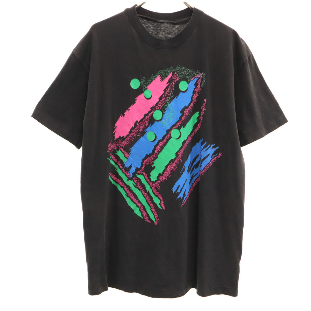 OLD オールド 90s プリント 半袖 Tシャツ ブラック シングルステッチ メンズ