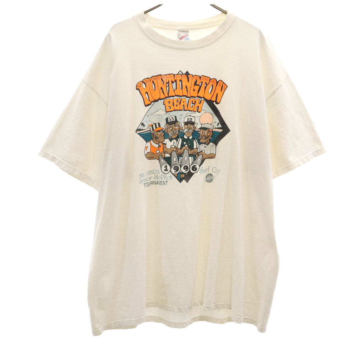 JERZEES ジャージーズ 90s USA製 オールド 1996年 スローピッチ トーナメント 半袖 Tシャツ 2X ホワイト メンズ