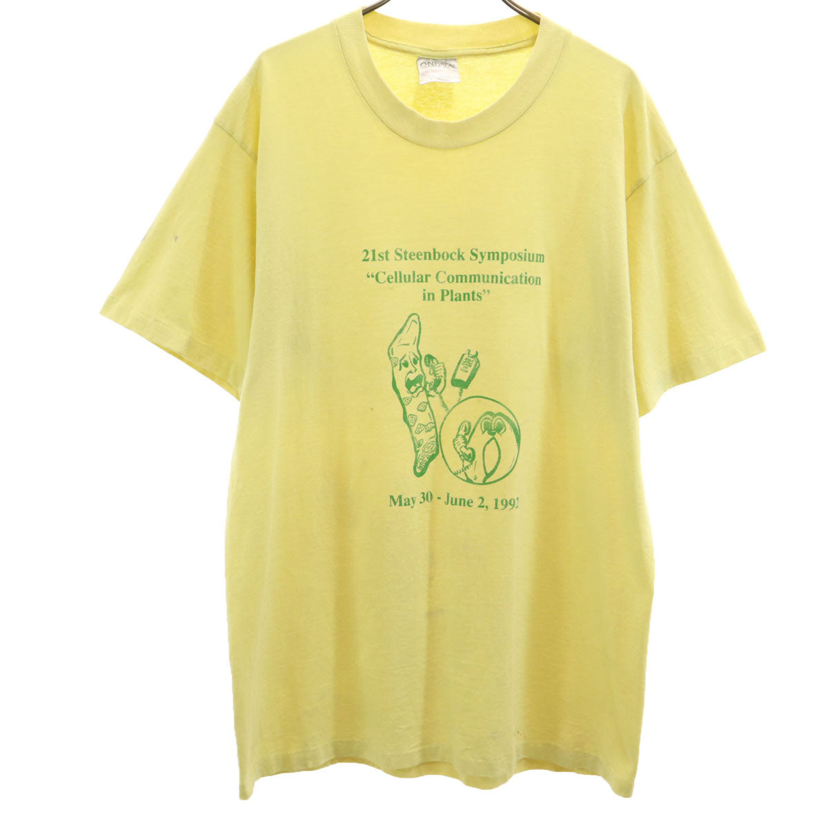 ONEITA オニータ 90s USA製 オールド 1992年 シンポジウム 半袖 Tシャツ XL イエロー シングルステッチ メンズ