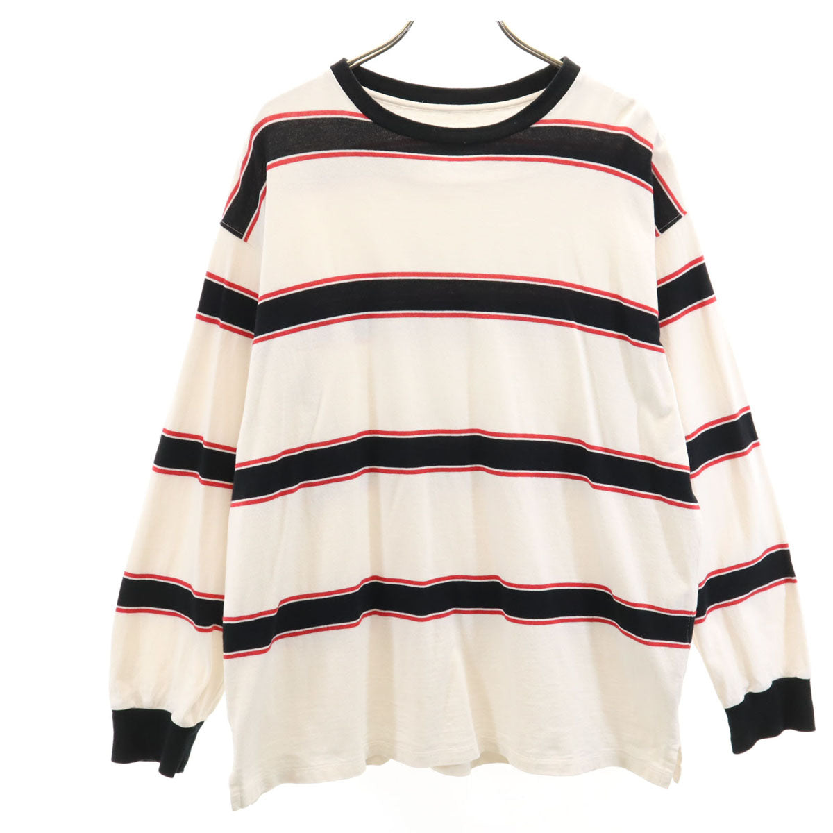 KIIT キート 日本製 ボーダー柄 長袖 Tシャツ ホワイト ロンT メンズ