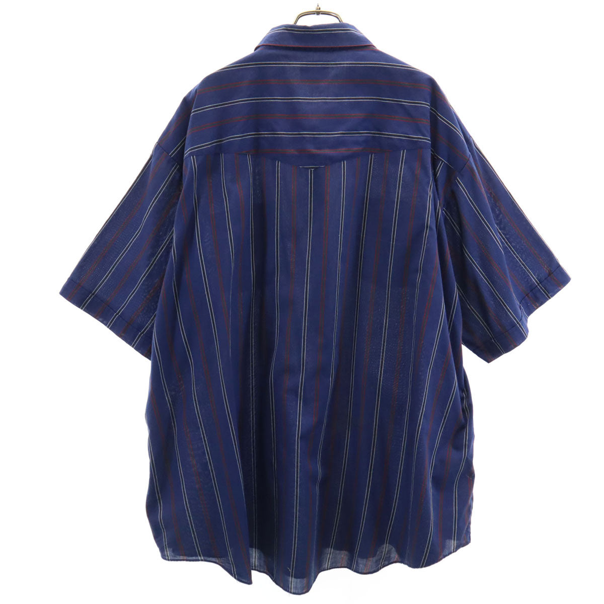 ELY CATTLEMAN エリーキャトルマン 80s ヴィンテージ ストライプ柄 半袖 ウエスタンシャツ 4X BIG ネイビー ビッグサイズ メンズ