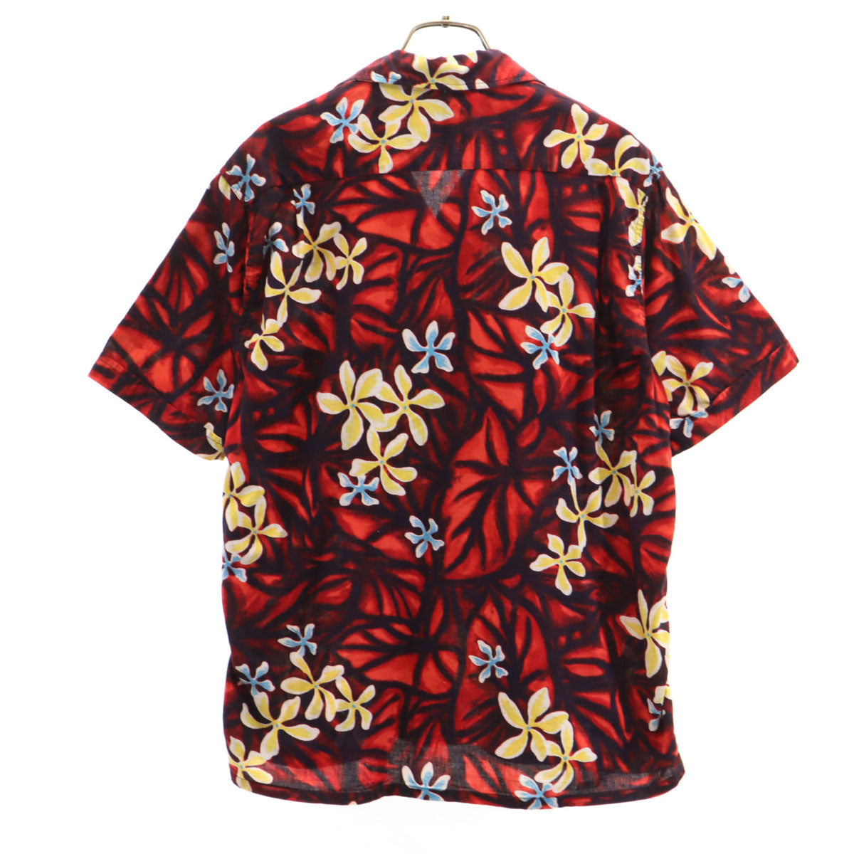 BLOCKS 70s 80s ヴィンテージ 花柄 半袖 オープンカラー アロハシャツ M レッド 開襟 メンズ