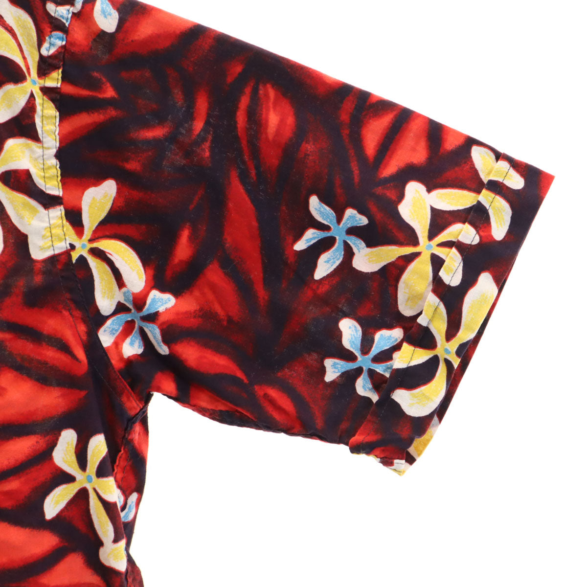 BLOCKS 70s 80s ヴィンテージ 花柄 半袖 オープンカラー アロハシャツ M レッド 開襟 メンズ