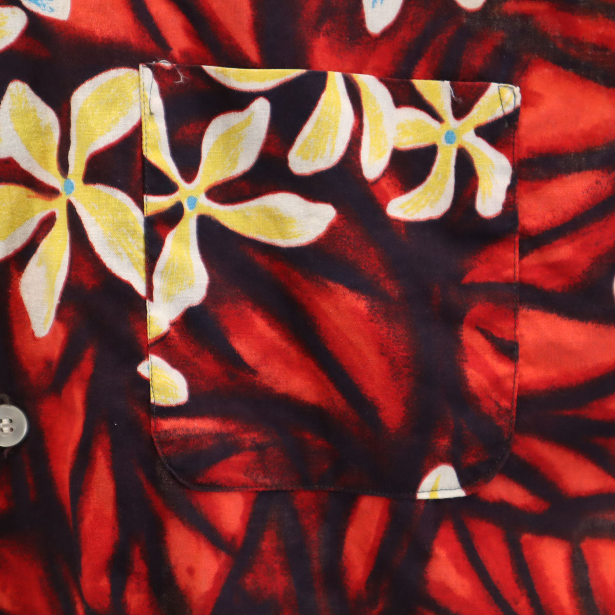 BLOCKS 70s 80s ヴィンテージ 花柄 半袖 オープンカラー アロハシャツ M レッド 開襟 メンズ