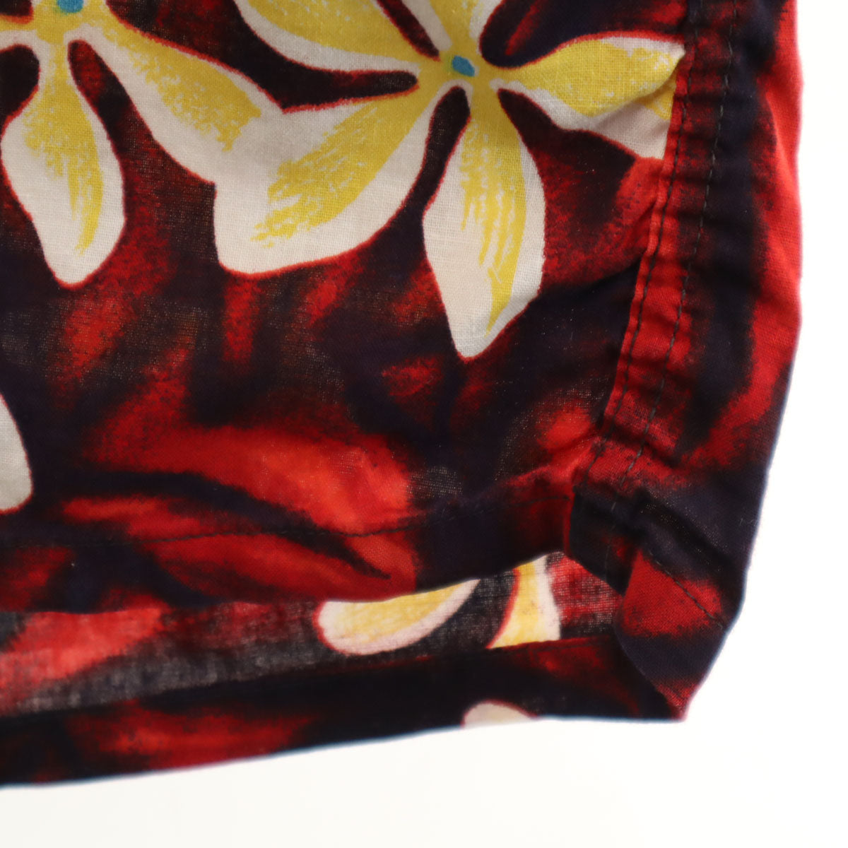 BLOCKS 70s 80s ヴィンテージ 花柄 半袖 オープンカラー アロハシャツ M レッド 開襟 メンズ