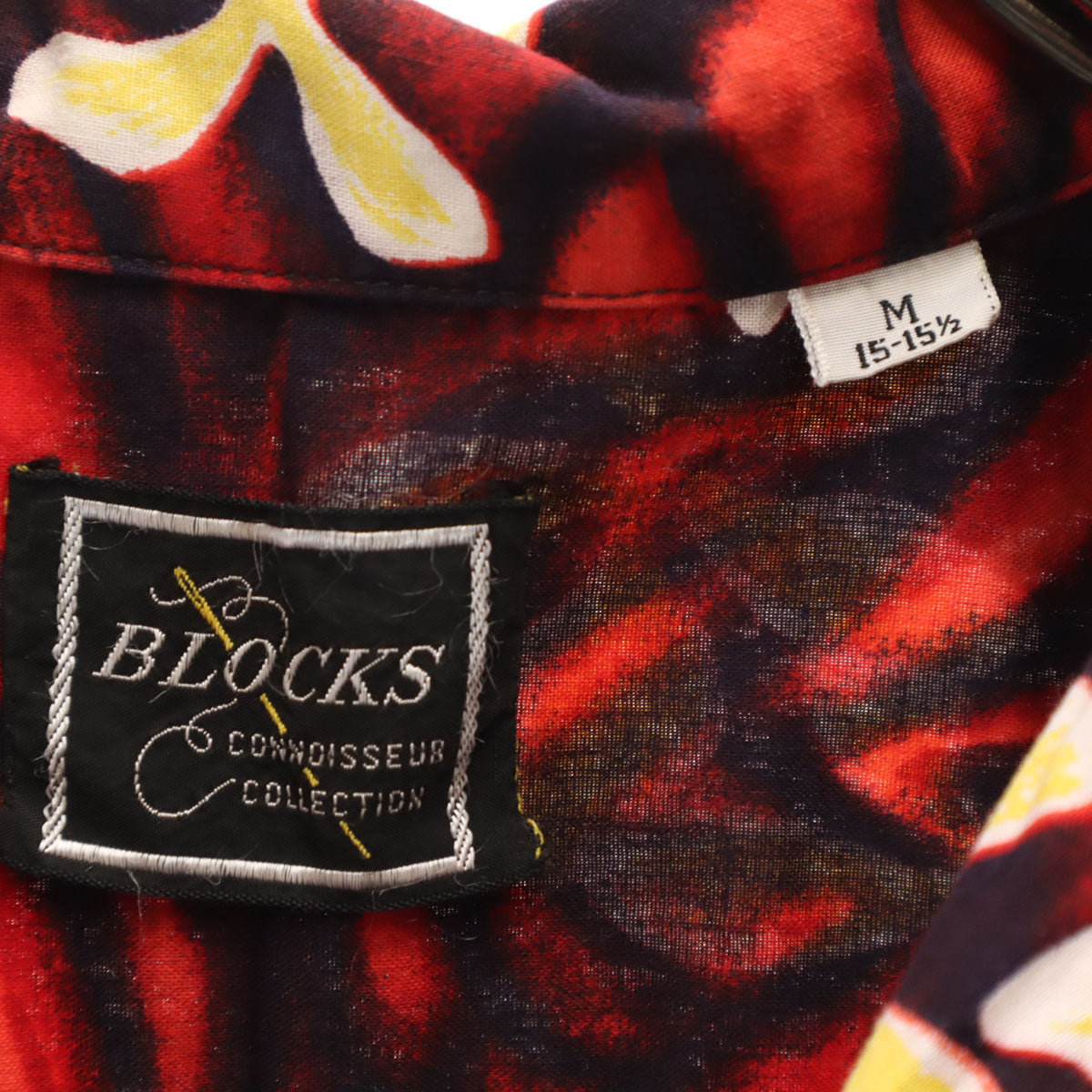 BLOCKS 70s 80s ヴィンテージ 花柄 半袖 オープンカラー アロハシャツ M レッド 開襟 メンズ