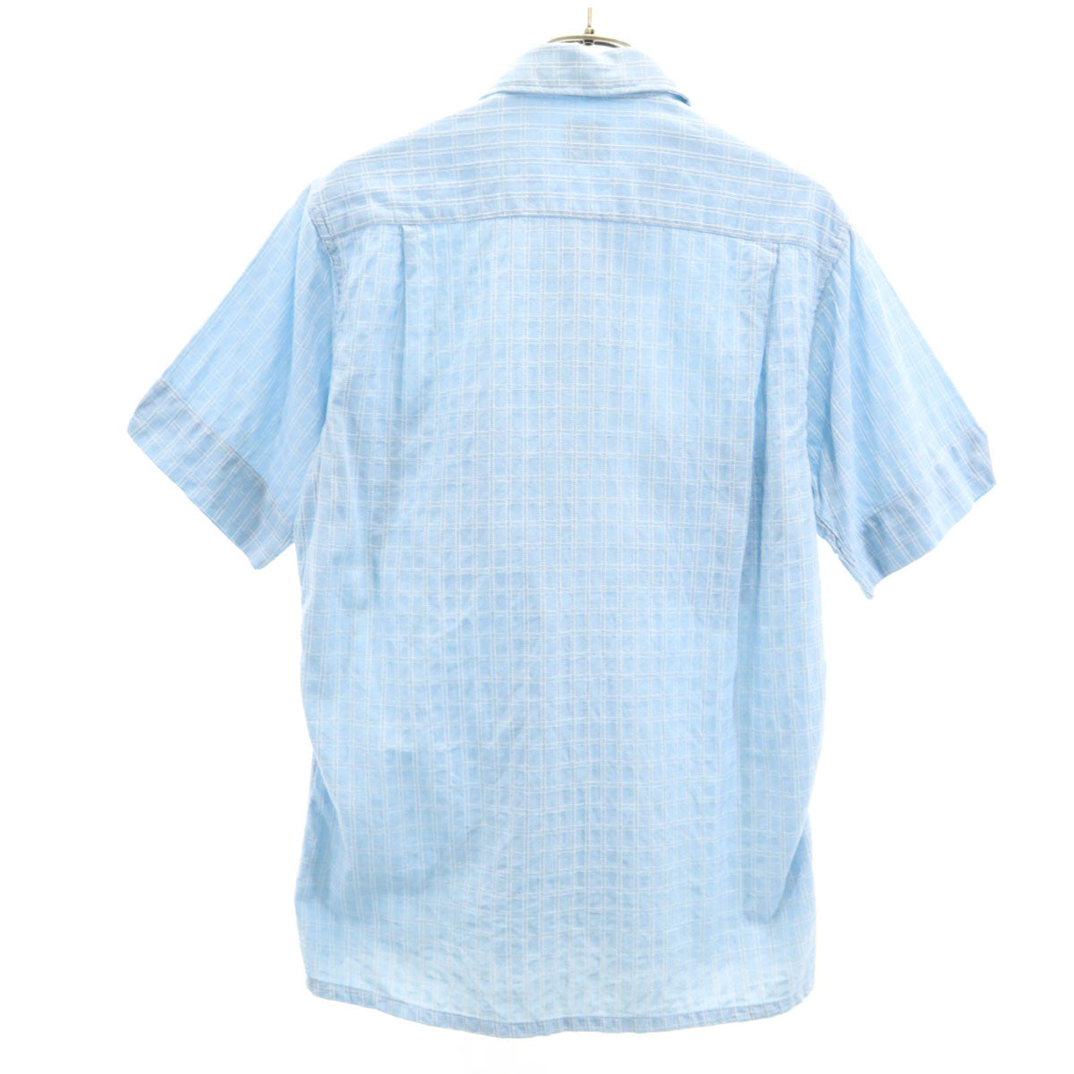 B.V.D 60s ヴィンテージ チェック柄 半袖 コットンシャツ S 水色 メンズ