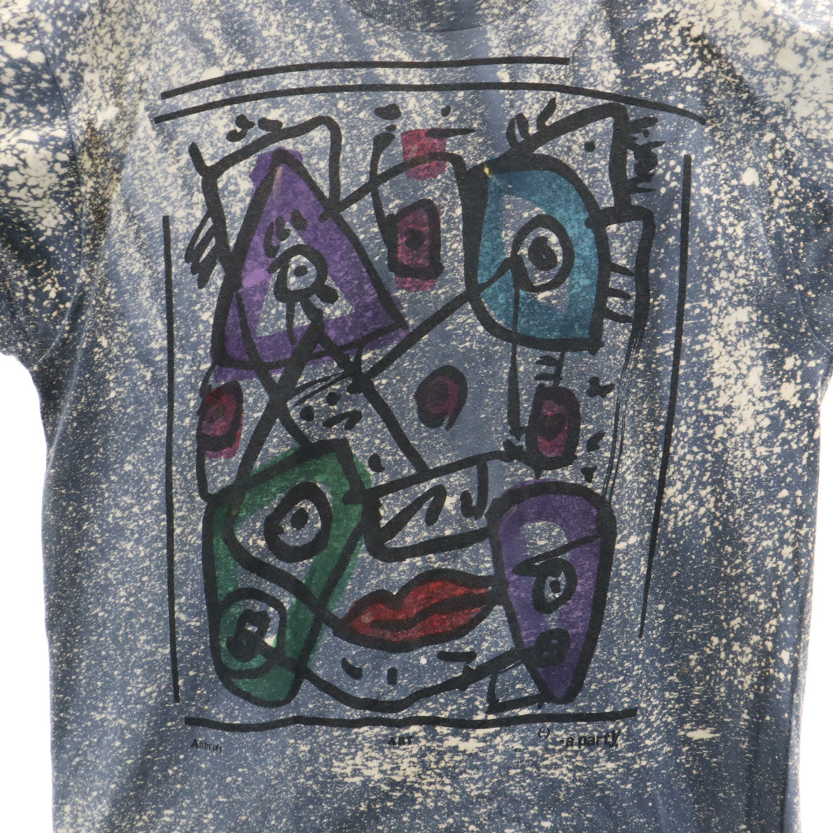 FRUIT OF THE LOOM フルーツオブザルーム 90s USA製 オールド アートプリント 半袖 Tシャツ XL ネイビー シングルステッチ メンズ