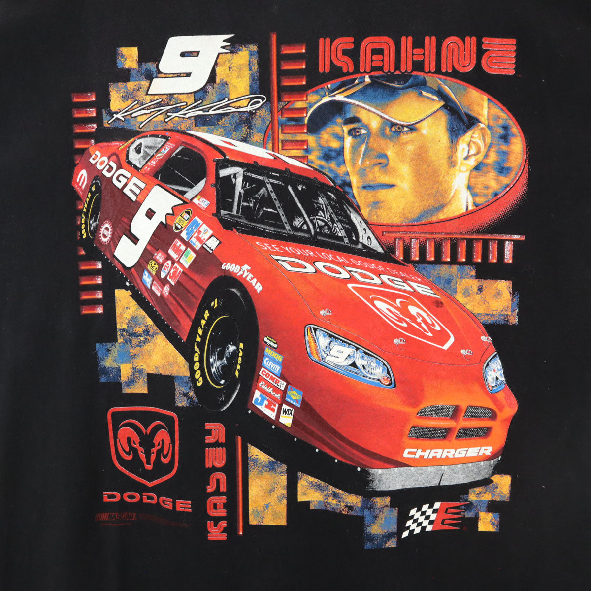 HASE AUTHENTICS ハセオーセンティックス 90s オールド プリント 半袖 Tシャツ 黒 レーシング メンズ