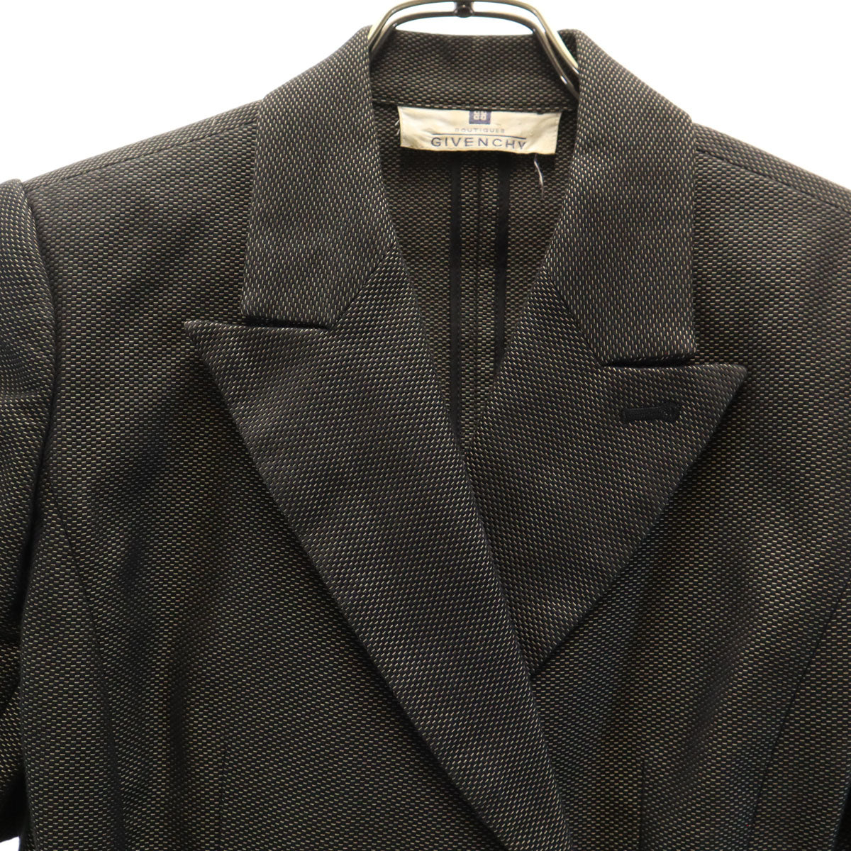 GIVENCHY ジバンシィ 90s オールド 半袖 ダブルブレスト スカートスーツ 上下 セットアップ 38 ブラック系 レディース