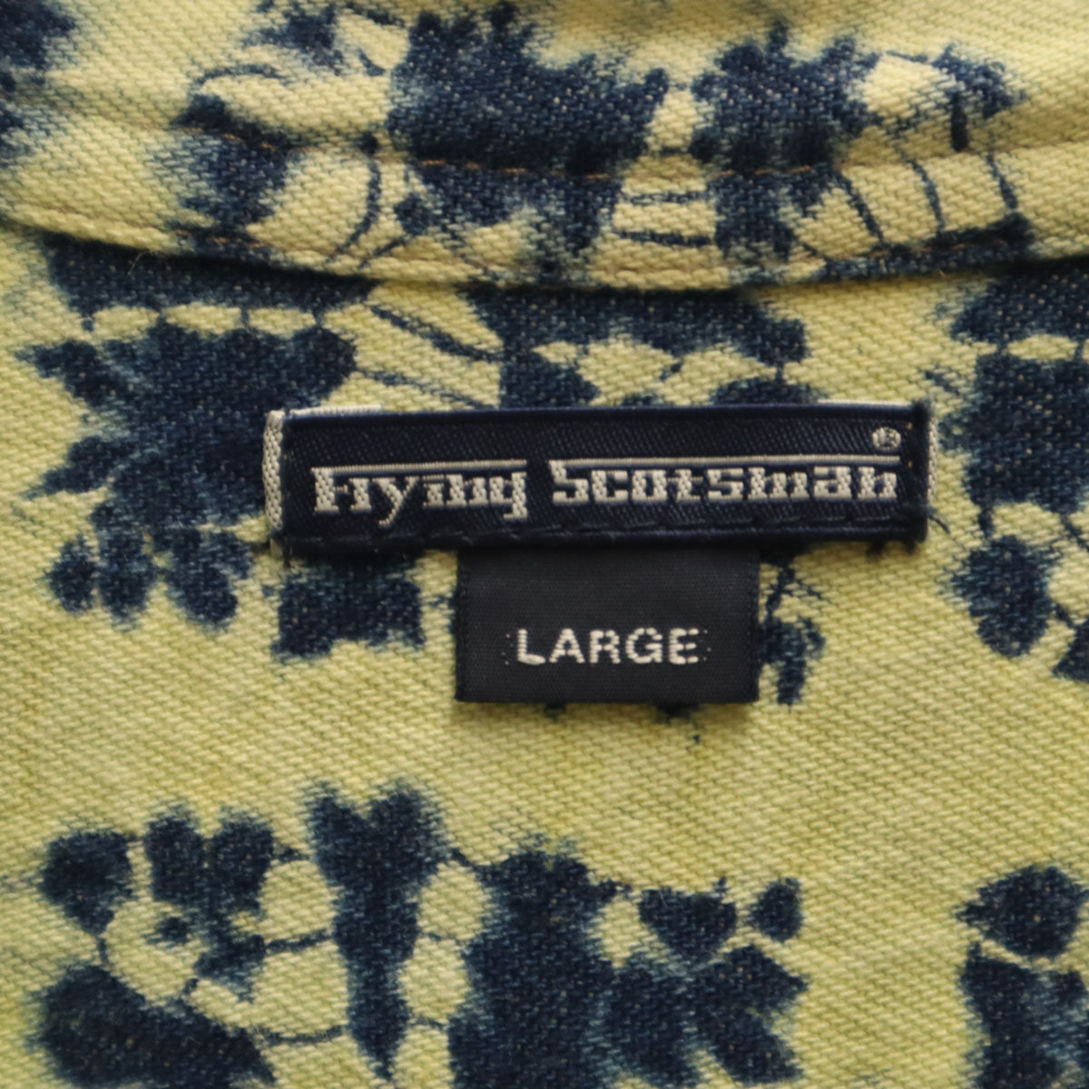 Flying Scotsman フライングスコッツマン 総柄 長袖 シャツ L ネイビー×イエロー系 メンズ