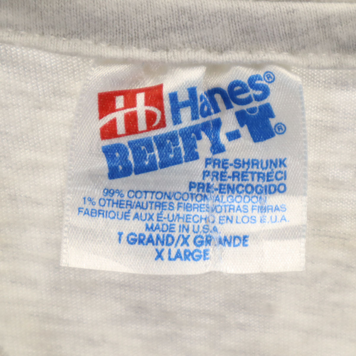 Hanes ヘインズ 90s USA製 オールド バックプリント 半袖 Tシャツ XL グレー シングルステッチ BEEFY-T メンズ