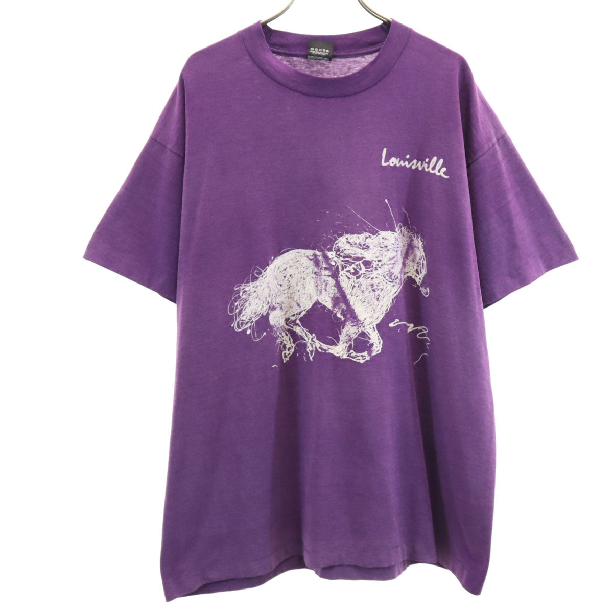 SCREEN STARS BEST スクリーンスターズベスト 90s USA製 オールド ホース プリント 半袖 Tシャツ XL パープル シングルステッチ 馬 アニマル柄 メンズ