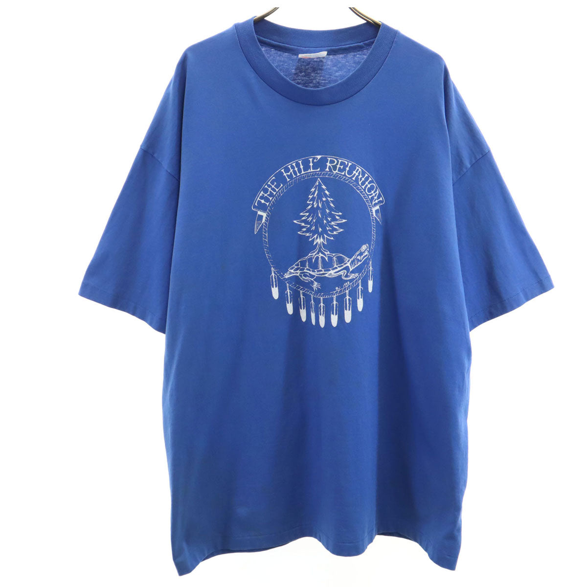 Hanes ヘインズ 90s USA製 オールド 亀 プリント 半袖 Tシャツ XXL ブルー シングルステッチ ビッグサイズ メンズ