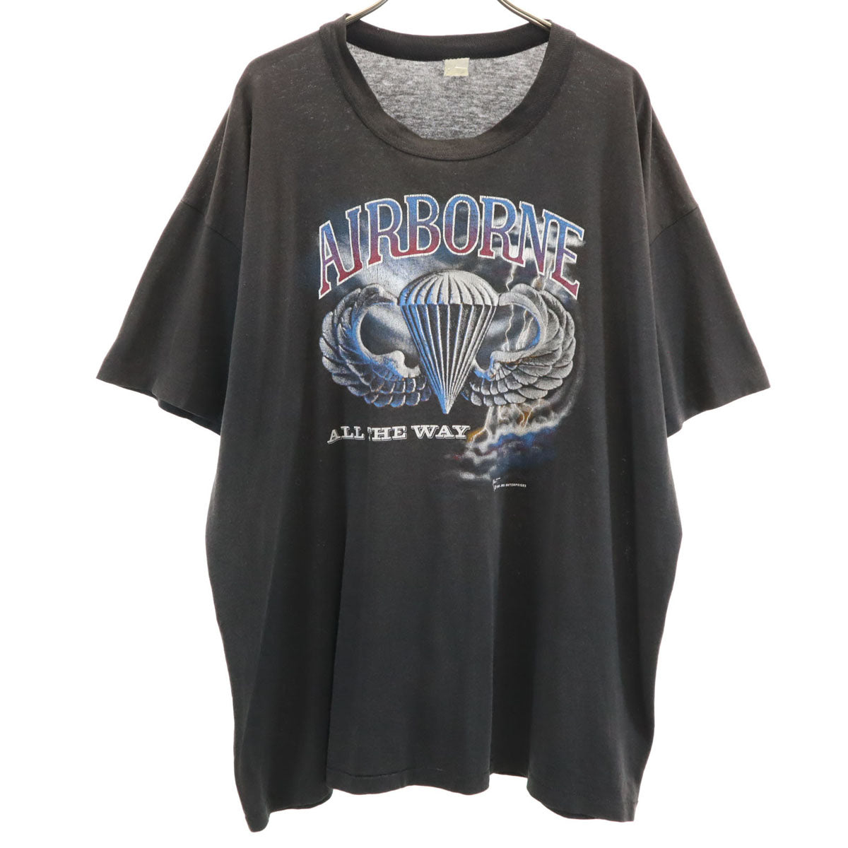 Tee Swing ティースウィング 80s ヴィンテージ USA製 AIRBORNE 半袖 サンダー ミリタリー Tシャツ XXL ブラック シングルステッチ ビッグサイズ メンズ