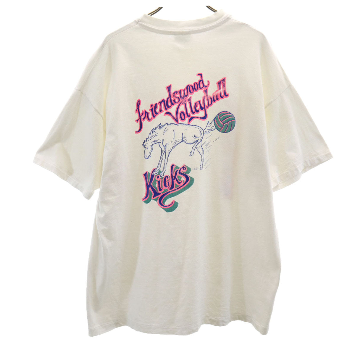 Hanes ヘインズ 80s 90s オールド USA製 バレーボール 半袖 Tシャツ XL ホワイト シングルステッチ BEEFY-T メンズ