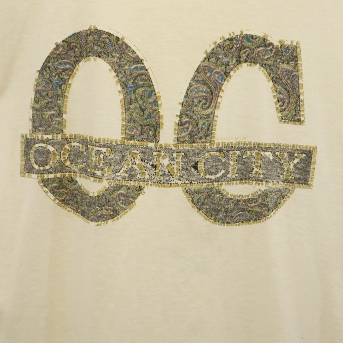 FRUIT OF THE LOOM BEST フルーツオブザルーム ベスト 90s USA製 オールド OCEAN CITY 半袖 Tシャツ XL ホワイト シングルステッチ メンズ