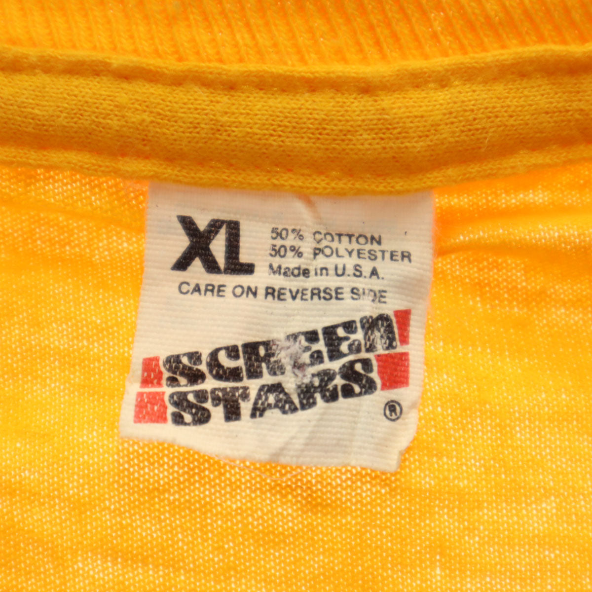 SCREEN STARS スクリーンスターズ 90s USA製 オールド GAC ライオン 半袖 Tシャツ XL 山吹色 シングルステッチ 企業モノ アニマル柄 メンズ