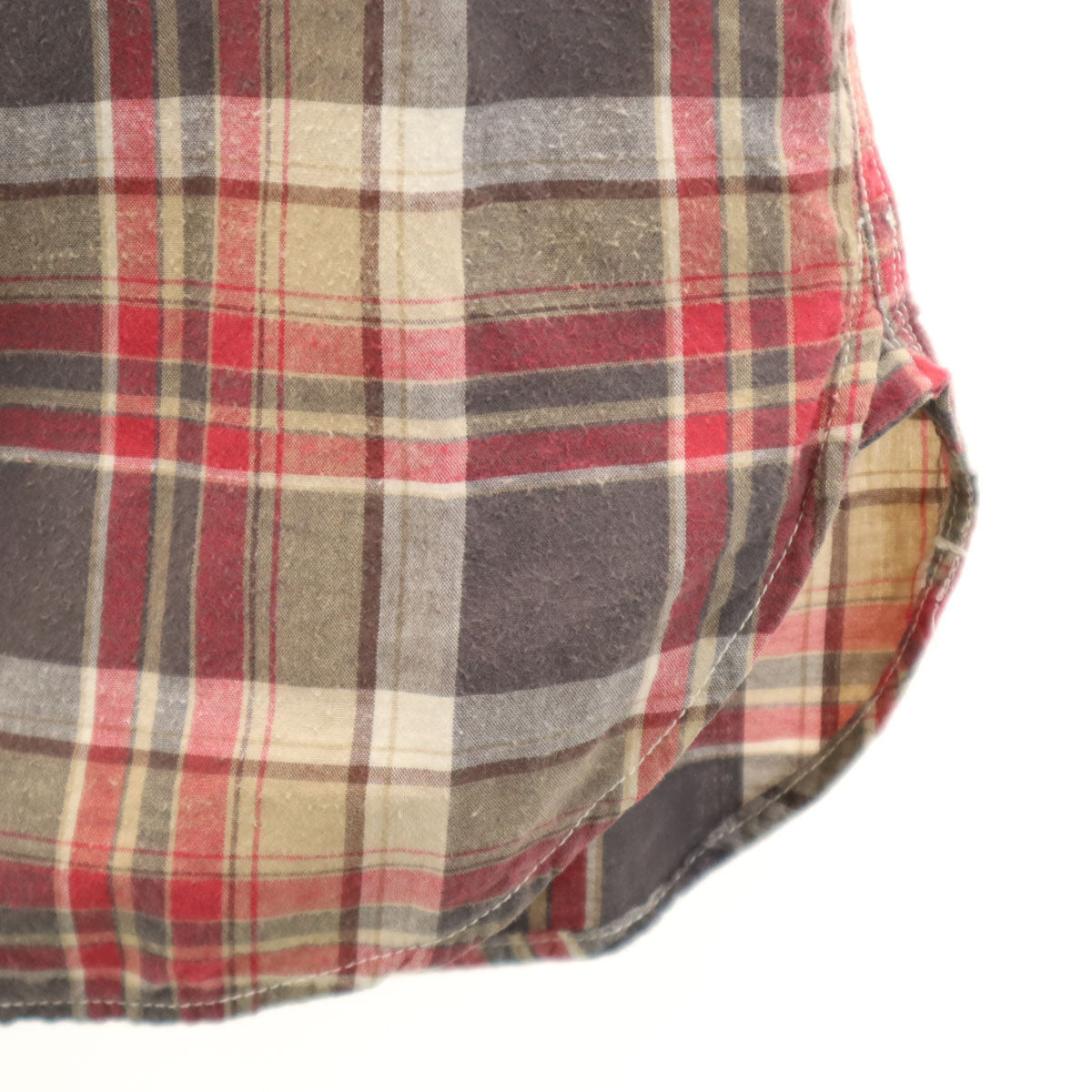 CUSHMAN クッシュマン チェック柄 半袖 ワークシャツ グレー系 ガチャポケ メンズ