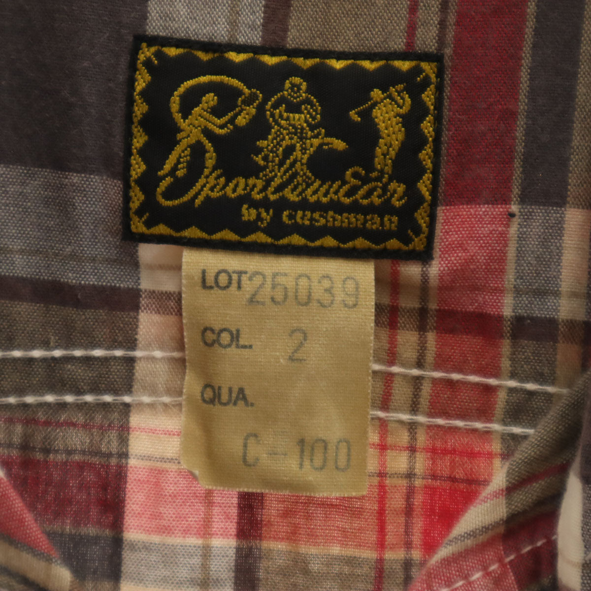 CUSHMAN クッシュマン チェック柄 半袖 ワークシャツ グレー系 ガチャポケ メンズ