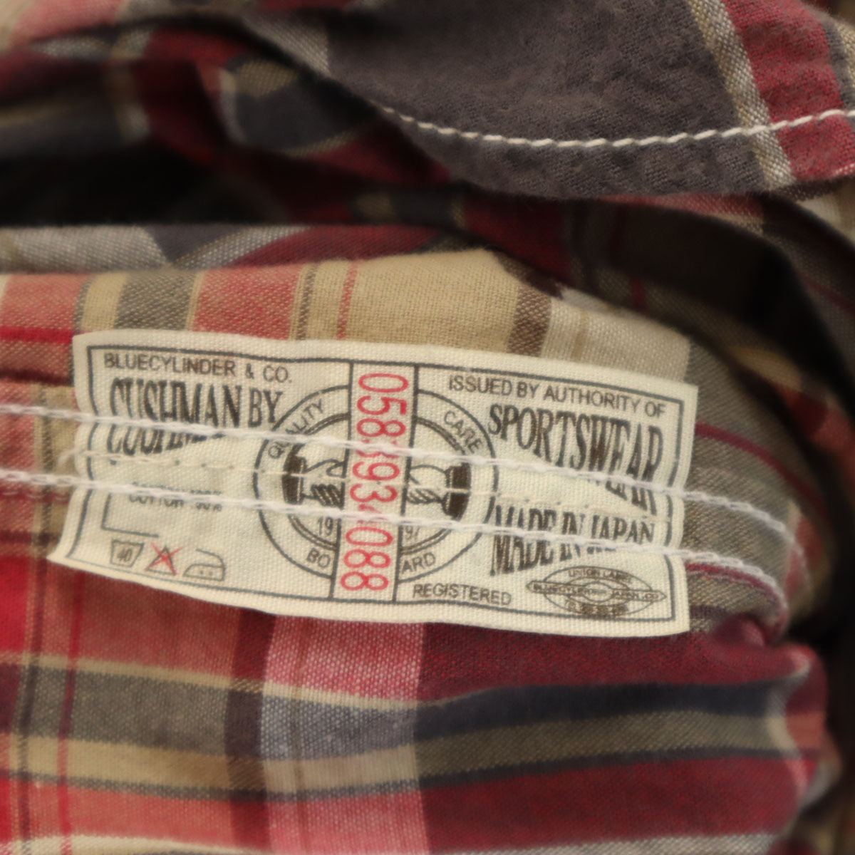 CUSHMAN クッシュマン チェック柄 半袖 ワークシャツ グレー系 ガチャポケ メンズ