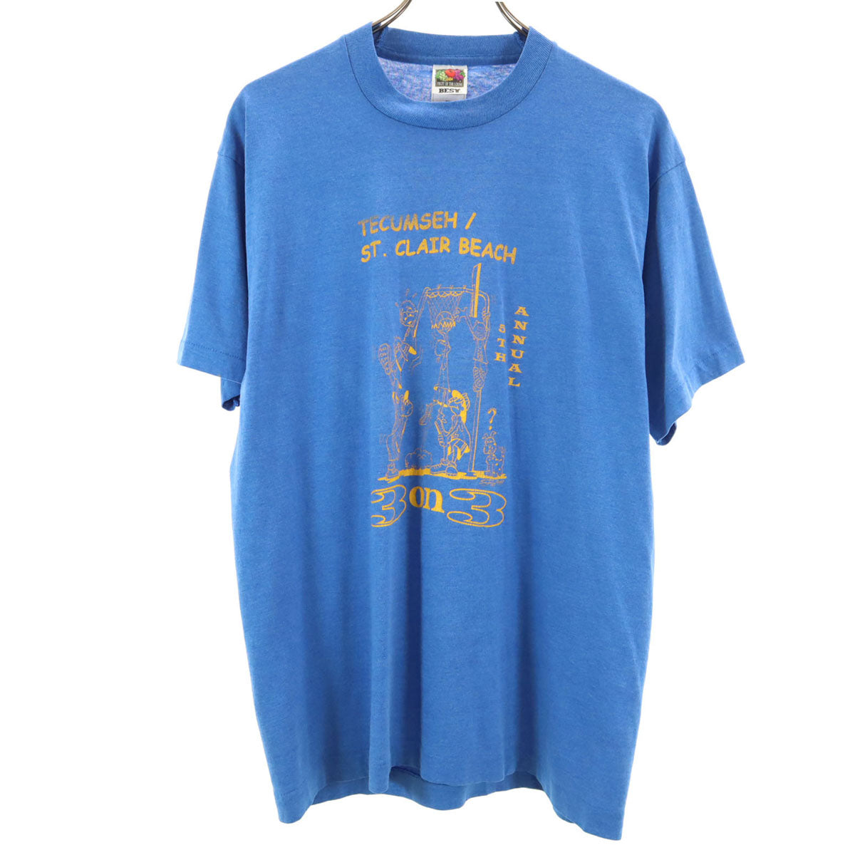 FRUIT OF THE LOOM フルーツオブザルーム 90s カナダ製 オールド 半袖 Tシャツ L ブルー シングルステッチ メンズ