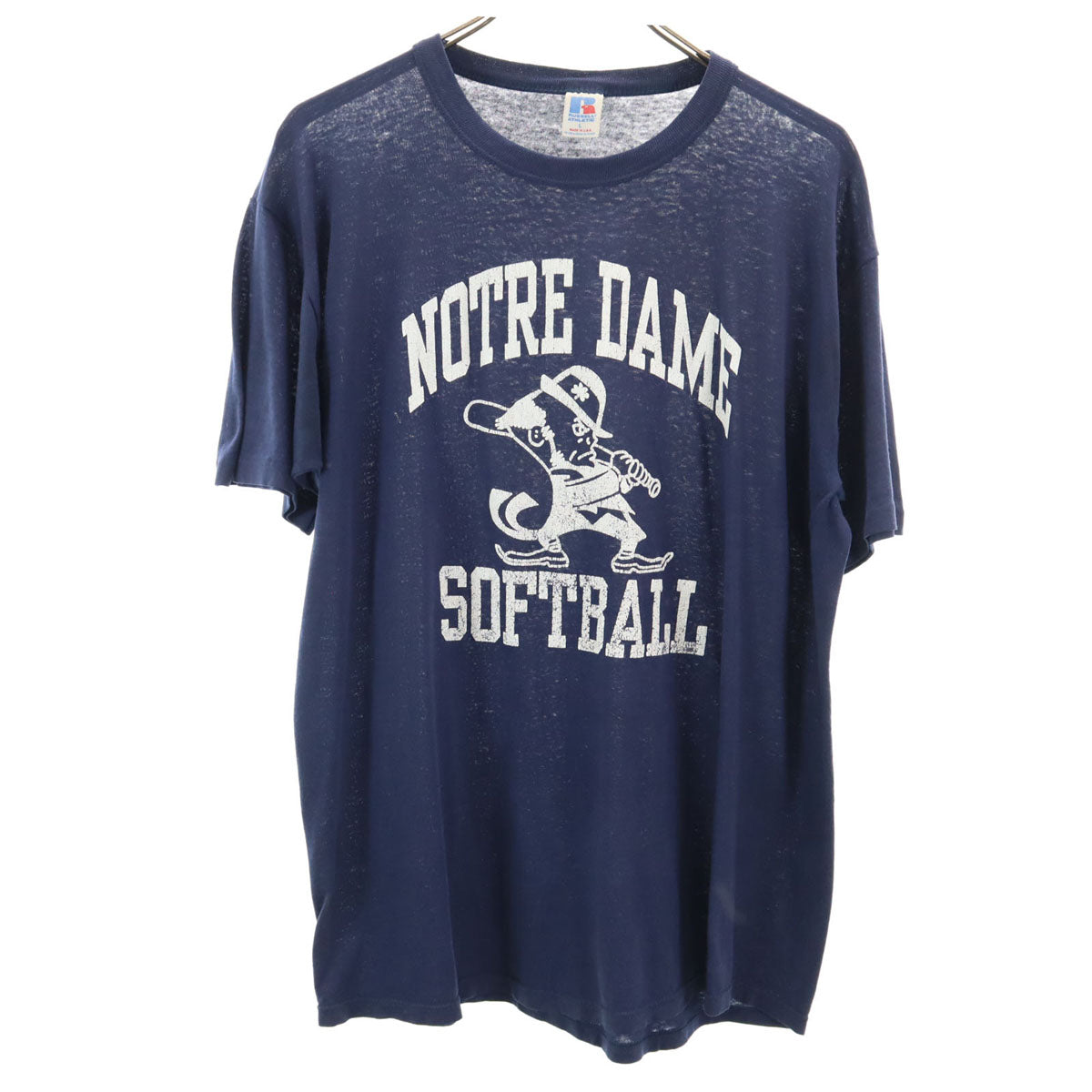 RUSSELL ATHLETIC ラッセルアスレチック 90s USA製 オールド カレッジ ノートルダム 半袖 Tシャツ L ネイビー メンズ