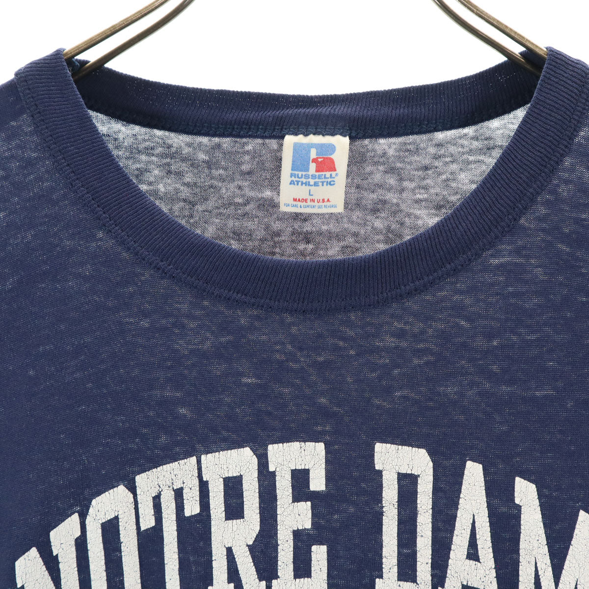 RUSSELL ATHLETIC ラッセルアスレチック 90s USA製 オールド カレッジ ノートルダム 半袖 Tシャツ L ネイビー メンズ