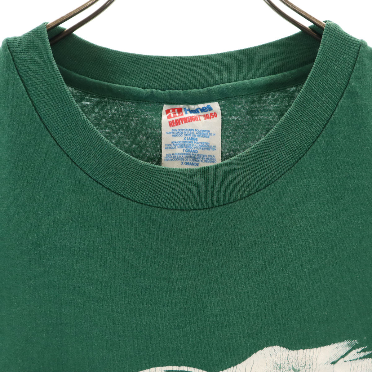 Hanes ヘインズ 90s HEAVYWEIGHT50/50 オールド USA製 半袖 Tシャツ XL グリーン シングルステッチ メンズ