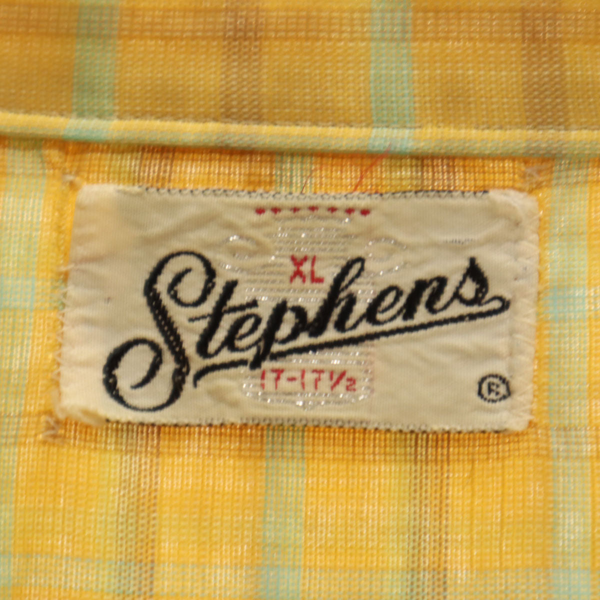 Stephens 60s ヴィンテージ チェック柄 半袖 シャツ XL イエロー系 メンズ