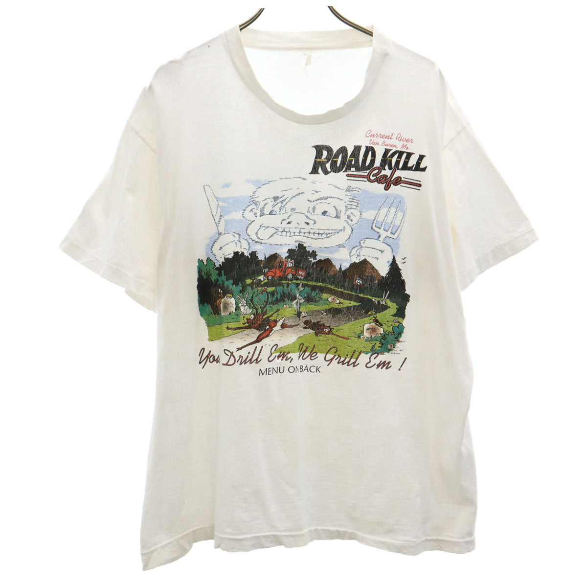 OLD オールド 90s ロードキルカフェ 半袖 Tシャツ ホワイト シングルステッチ メンズ