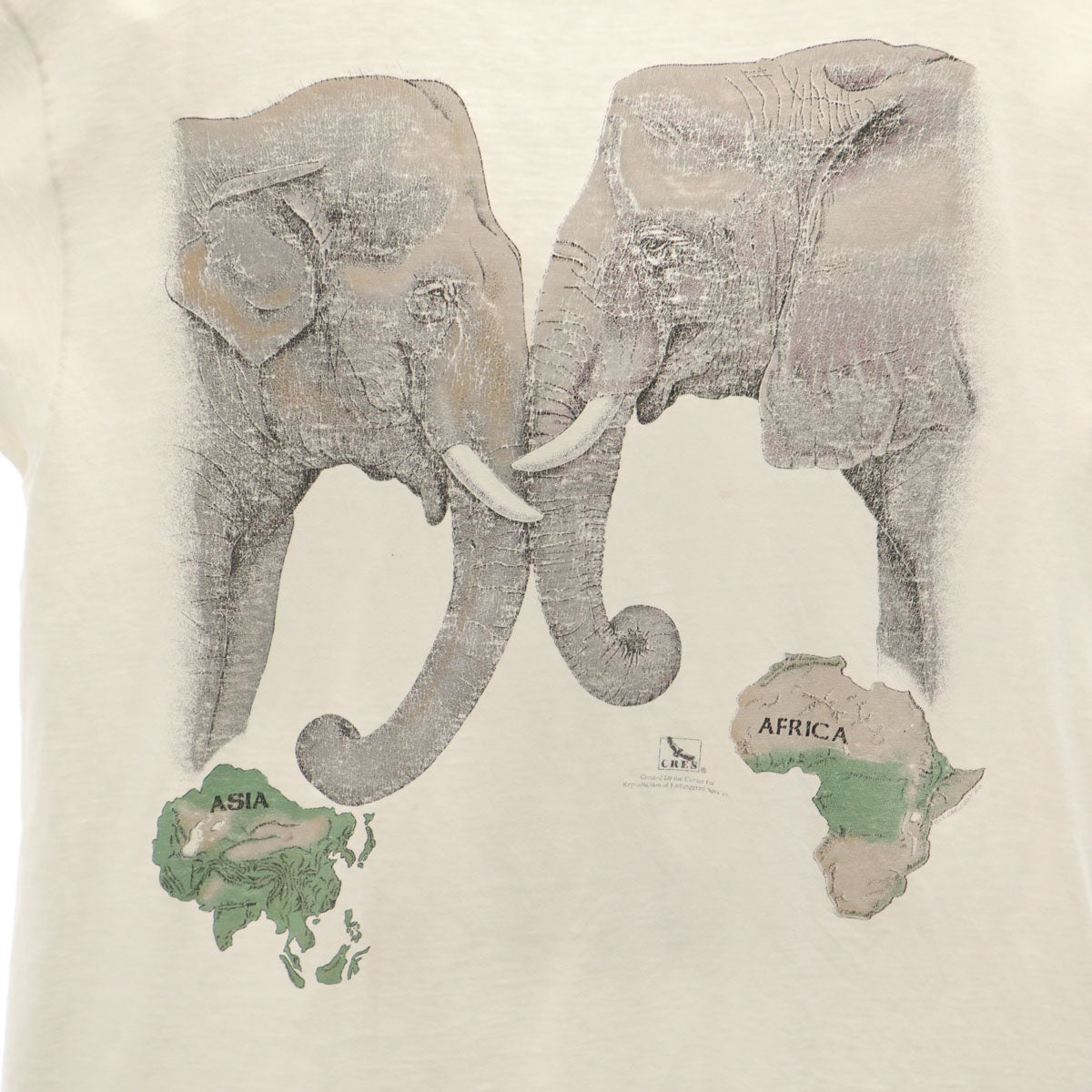 Hanes ヘインズ 90s USA製 オールド エレファント プリント 半袖 Tシャツ L ホワイト シングルステッチ BEEFY-T 象 アニマル柄 メンズ