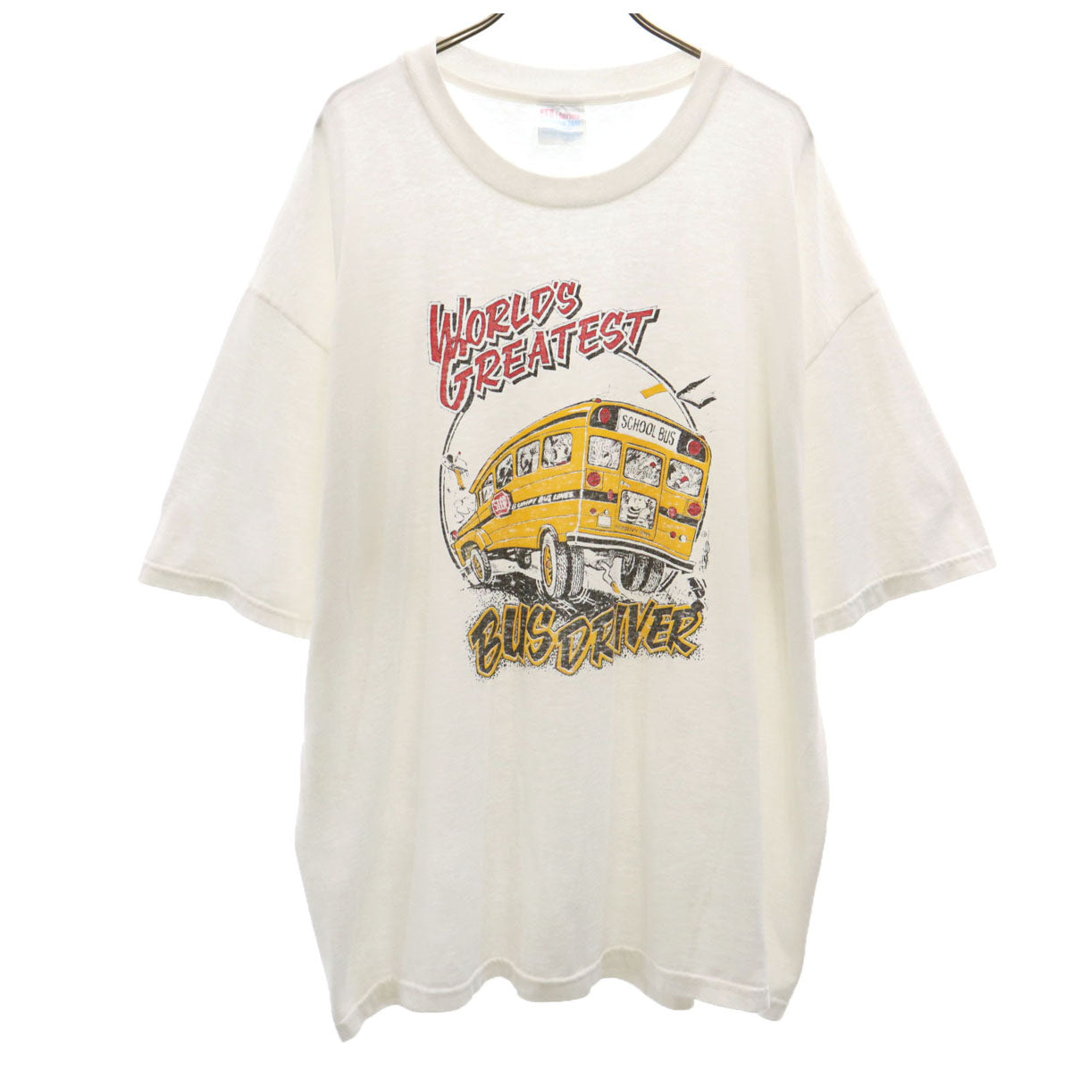 Hanes ヘインズ 90s オールド バスドライバー プリント 半袖 Tシャツ XL ホワイト メンズ