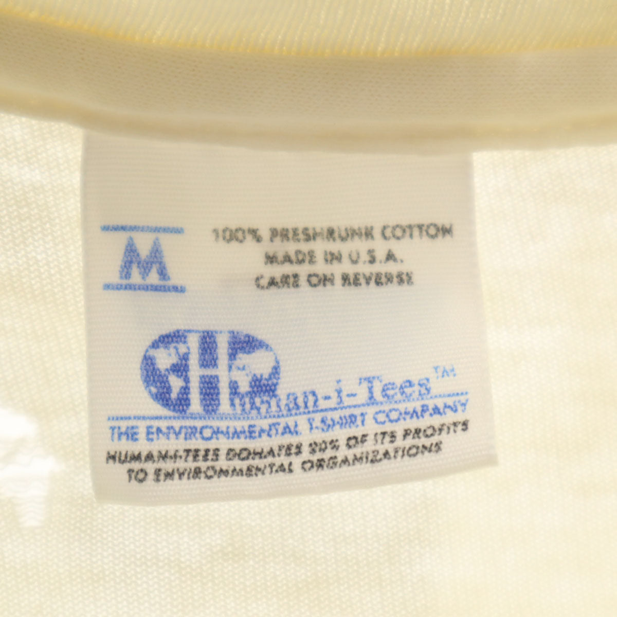 Human-i-Tees 90s USA製 オールド ヒューマンアイ パンダ プリント 半袖 Tシャツ M アイボリー シングルステッチ アニマル柄 メンズ