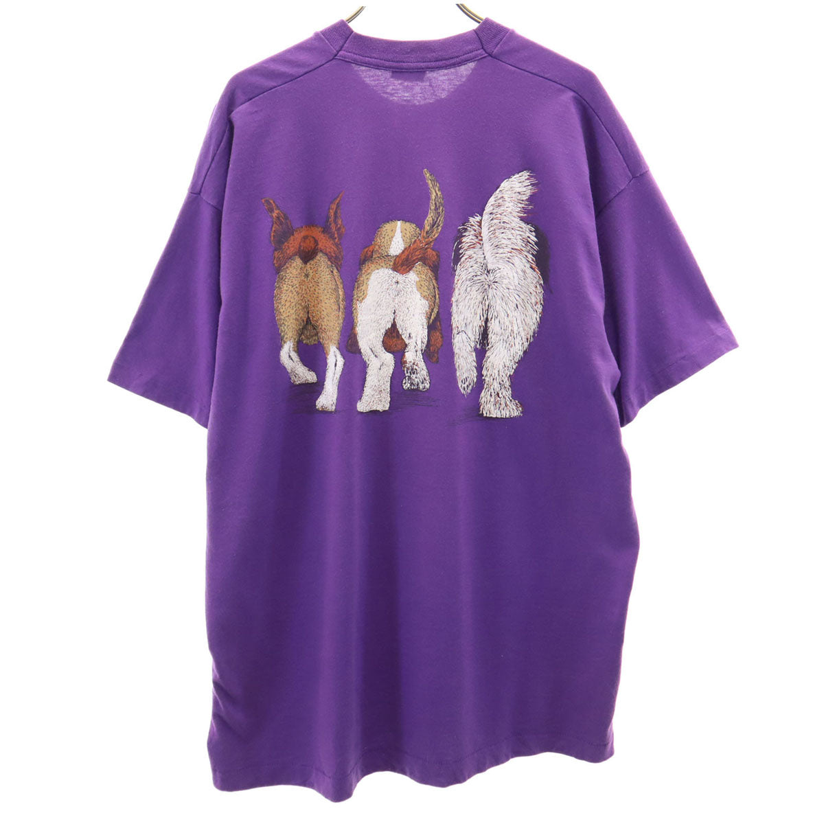 SCREEN STARS スクリーンスターズ 90s オールド USA製 ドッグ プリント 半袖 Tシャツ XL パープル シングルステッチ 犬 メンズ