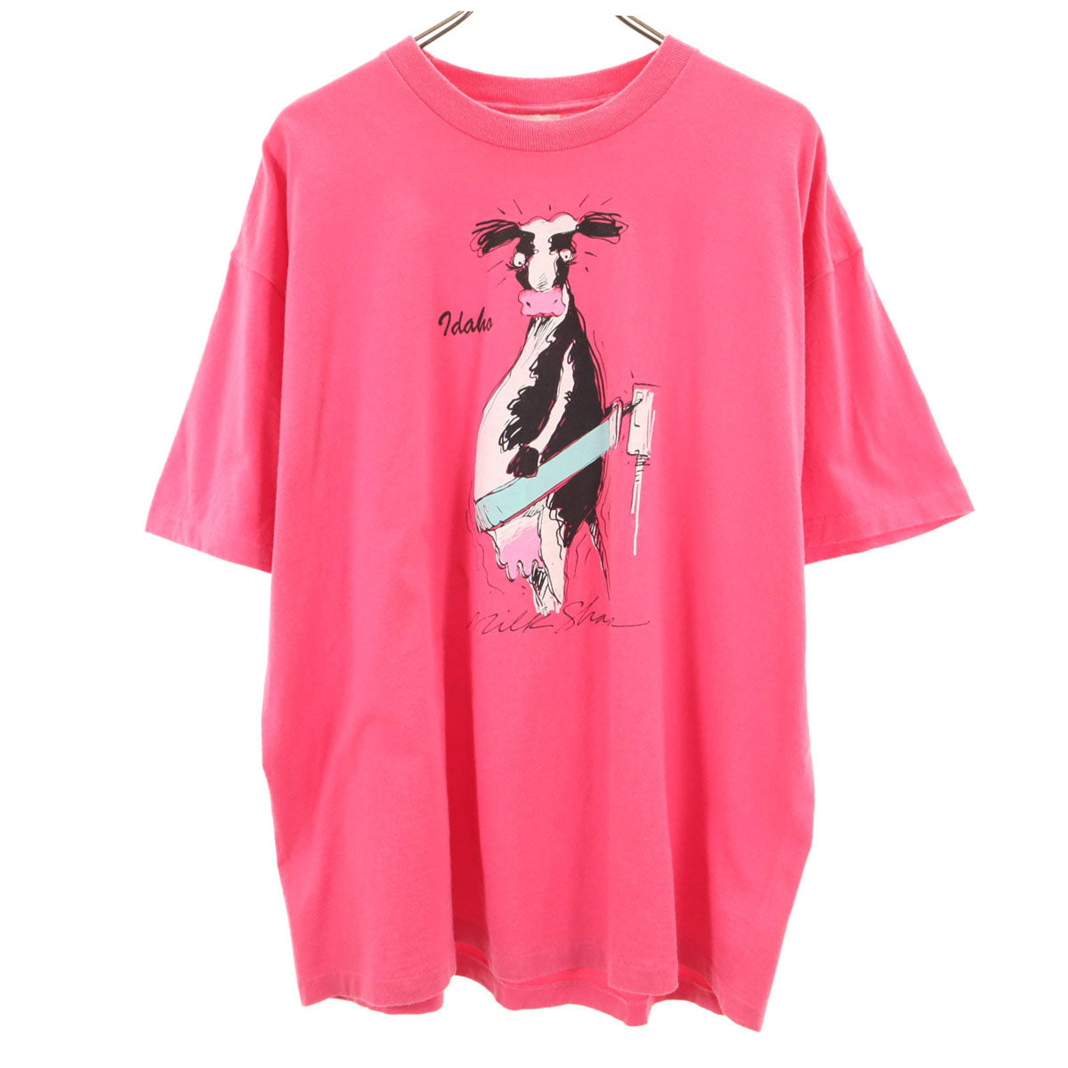 SIGNAL SPORTS シグナルスポーツ 90s USA製 オールド 牛 プリント 半袖 Tシャツ L マゼンタピンク シングルステッチ メンズ