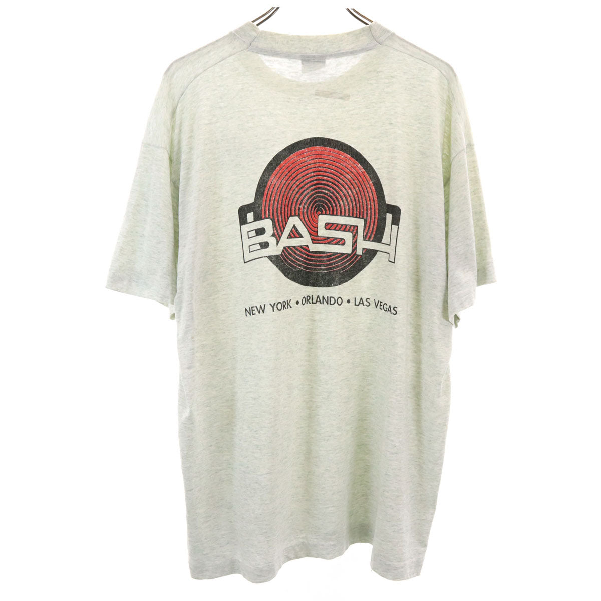 FRUIT OF THE LOOM BEST フルーツオブザルーム ベスト 90s USA製 オールド バックプリント BASH 半袖 Tシャツ XL グレー シングルステッチ 企業モノ メンズ