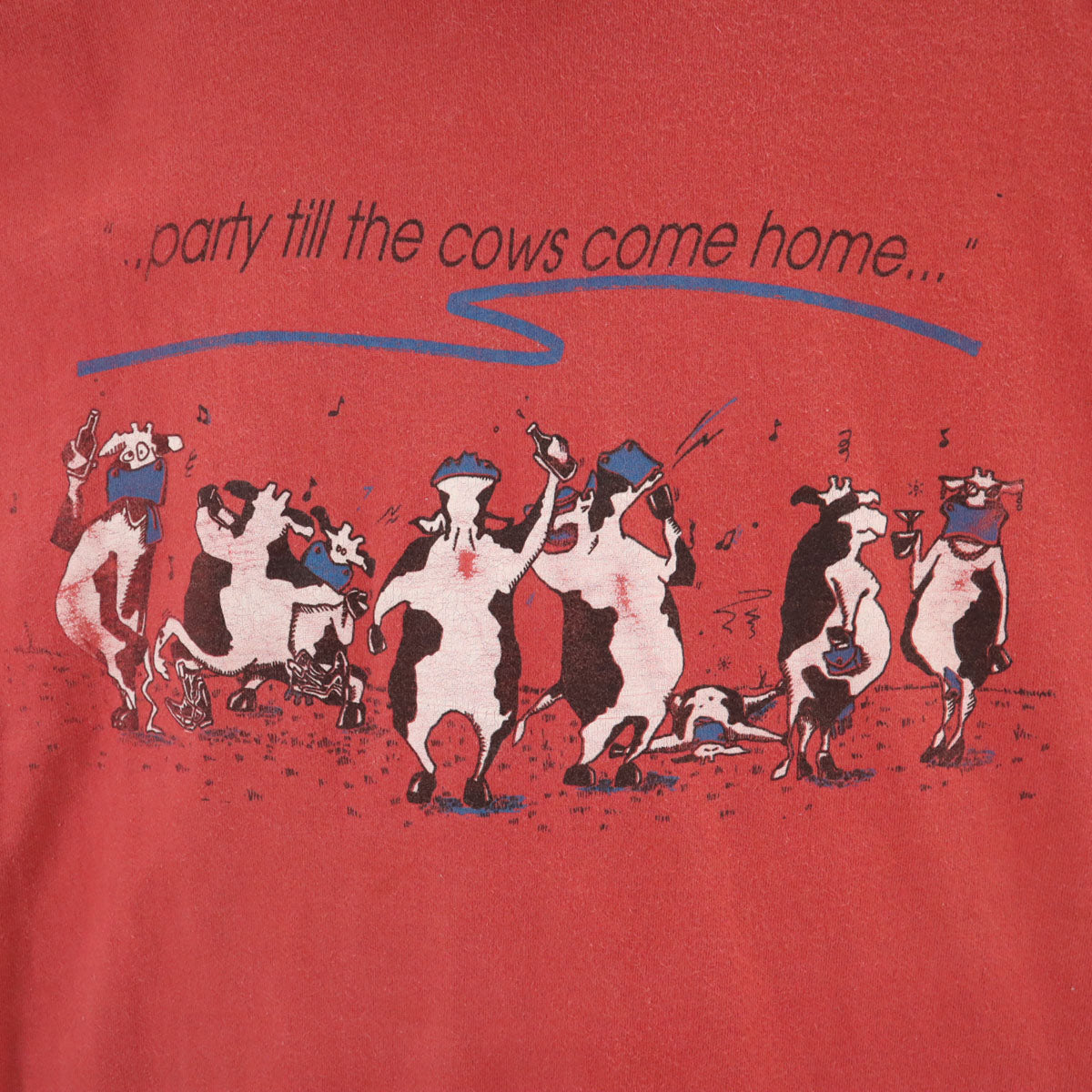 FRUIT OF THE LOOM フルーツオブザルーム 90s カナダ製 オールド 牛 プリント 半袖 Tシャツ XL レッド系 シングルステッチ アニマル柄 メンズ