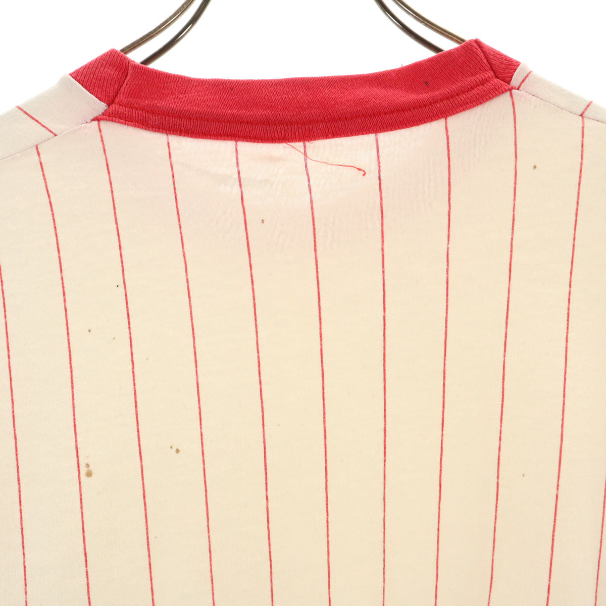 80s 90s オールド ストライプ柄 半袖 ベースボール Tシャツ アイボリー シングルステッチ メンズ
