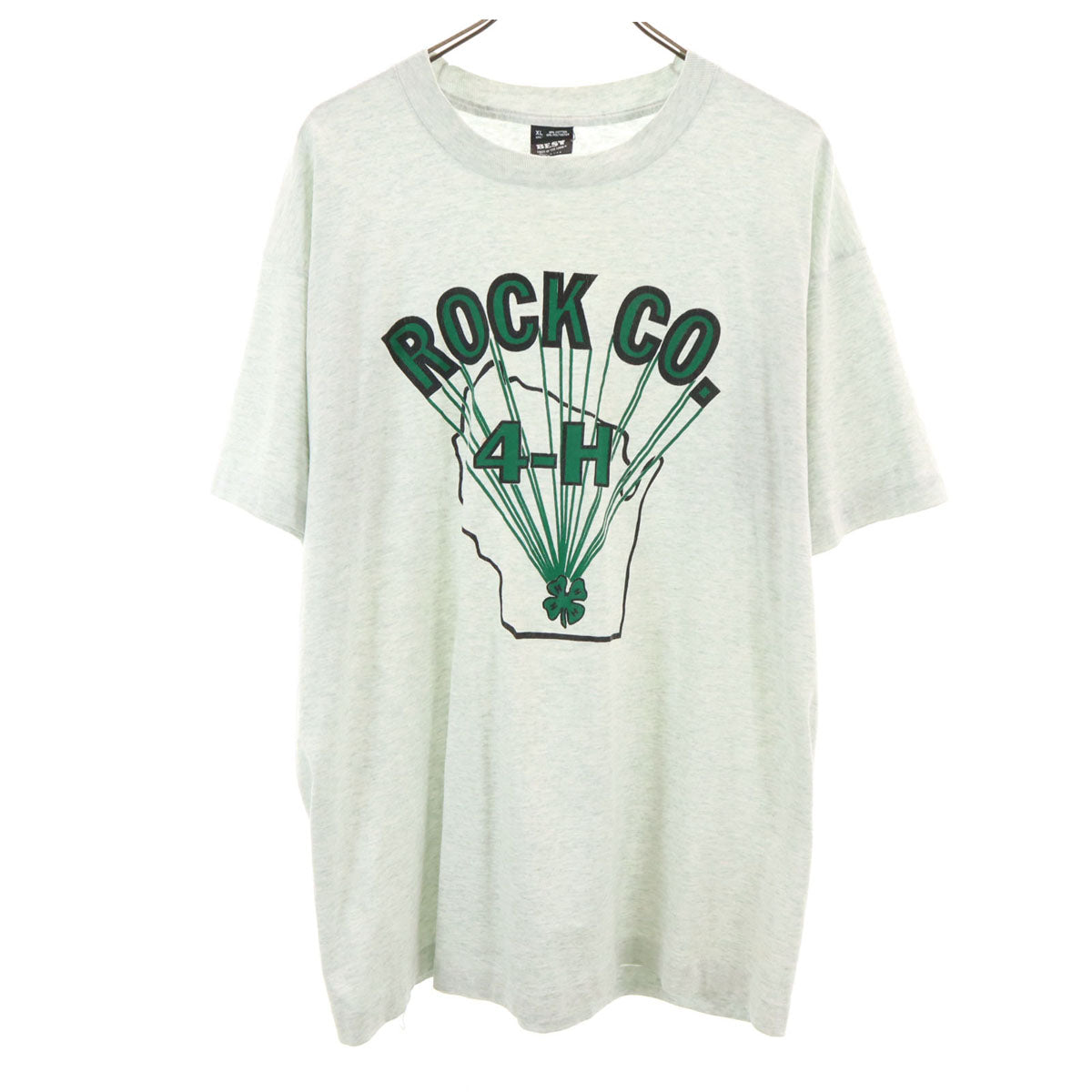 FRUIT OF THE LOOM BEST フルーツオブザルーム ベスト 90s USA製 オールド ROCK CO. 4-H 半袖 Tシャツ XL グレー シングルステッチ メンズ