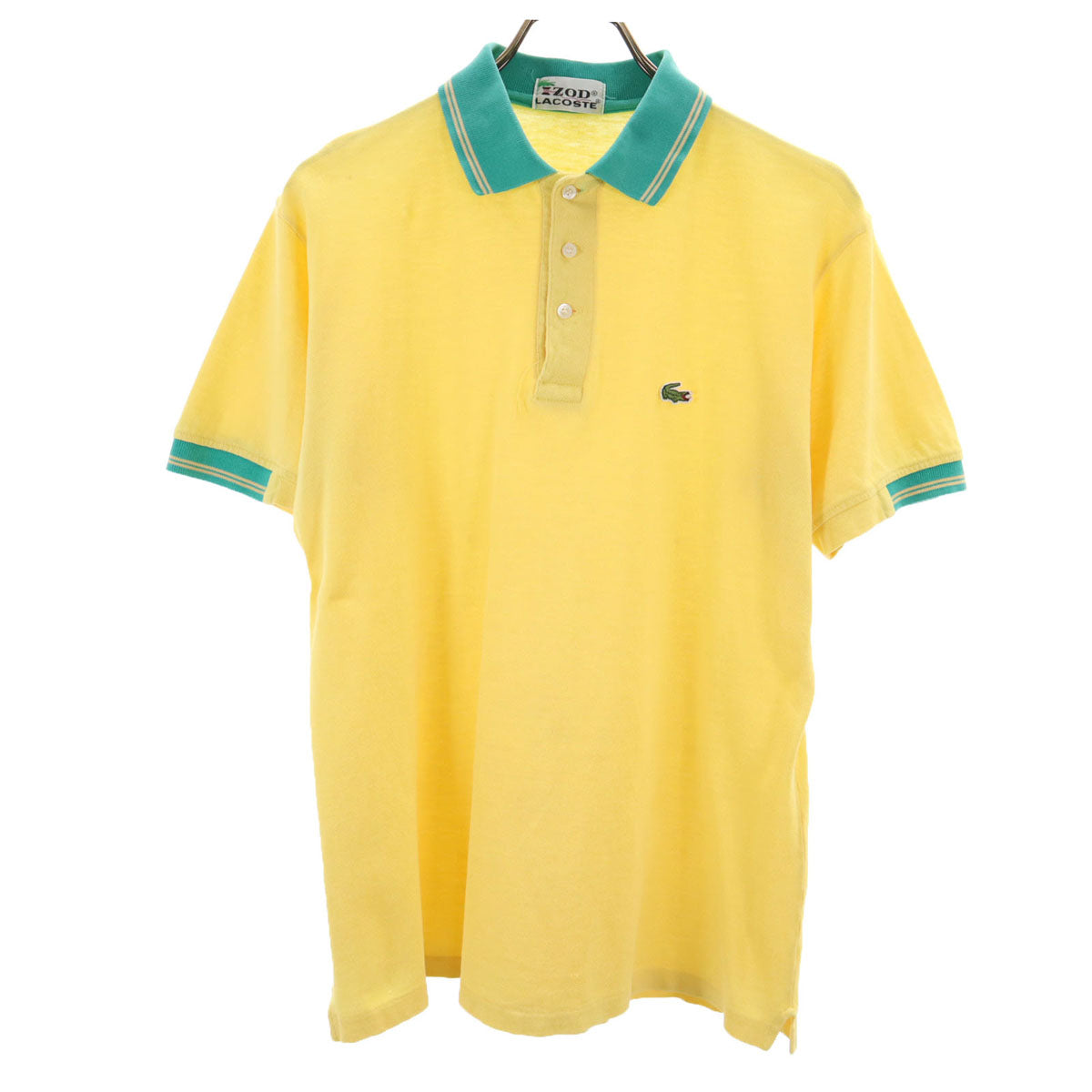 IZOD LACOSTE アイゾッドラコステ 70s ヴィンテージ 糸巻きタグ 半袖 ポロシャツ イエロー系 鹿の子 メンズ